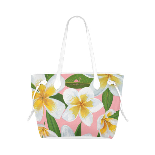 Flamingo Life Pink and White Plumeria Tote - The Flamingo Shop