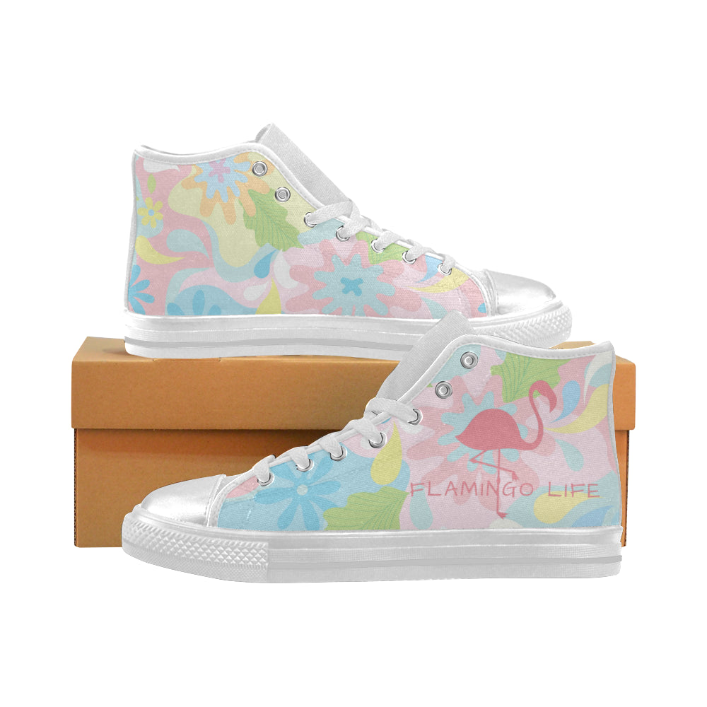 Flamingo Life Canvas High Top Canvas Women's Shoes - The Flamingo Shop