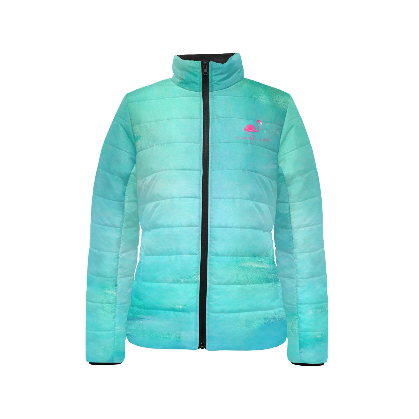 Flamingo Life Aqua Lagoon Lightweight Womens Quilted Puffer Jacket