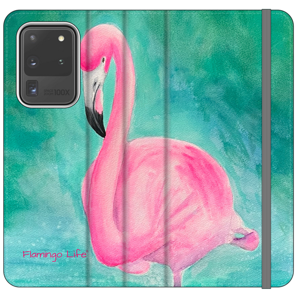 Morning Glory Flamingo Folio Wallet Phone Cases