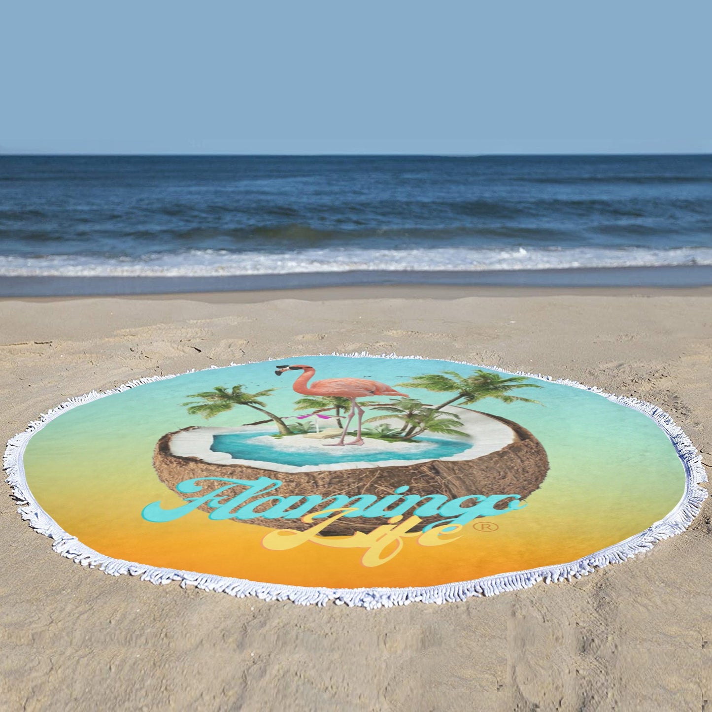 Flamingo Life® Circular Beach Shawl Towel 59"x 59"