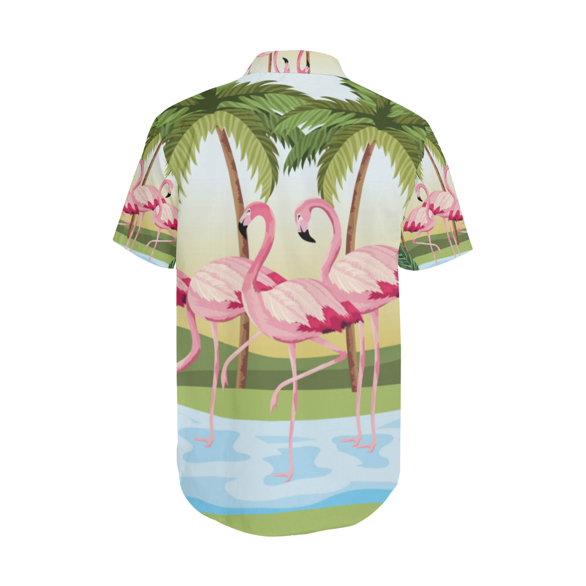 Tropical Flamingo Men's Short Sleeve Shirt With Lapel Collar - The Flamingo Shop