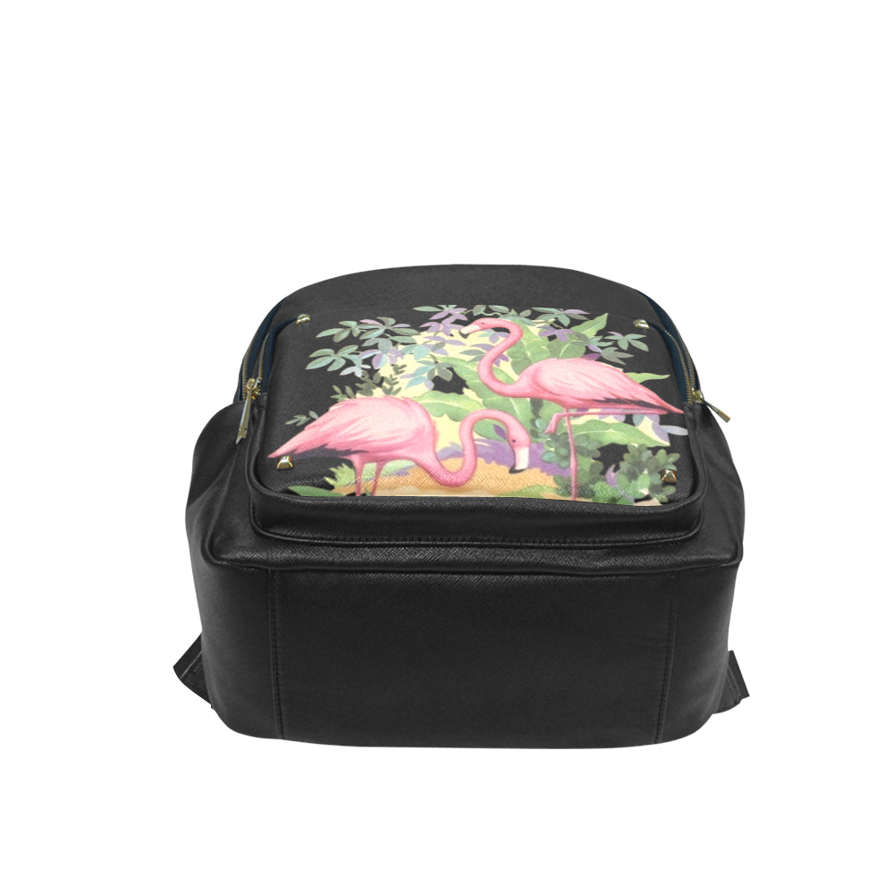 Elegant Flamingos in Paradise Taiga Leather Backpack