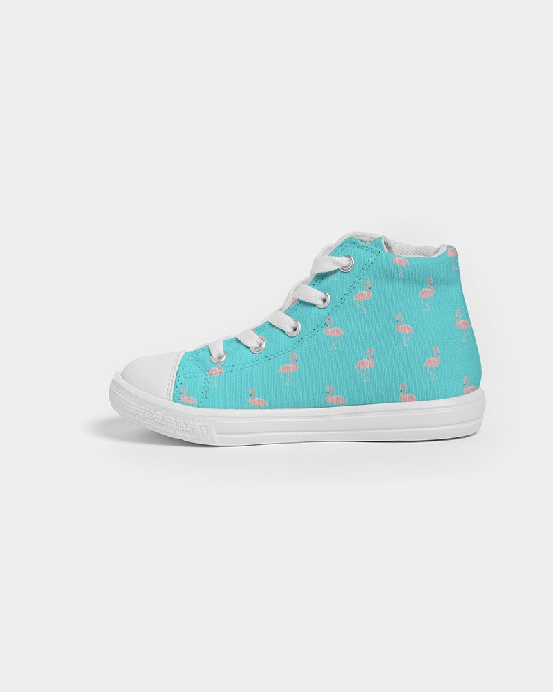 Blue Flamingo Kids Hightop Canvas Shoes