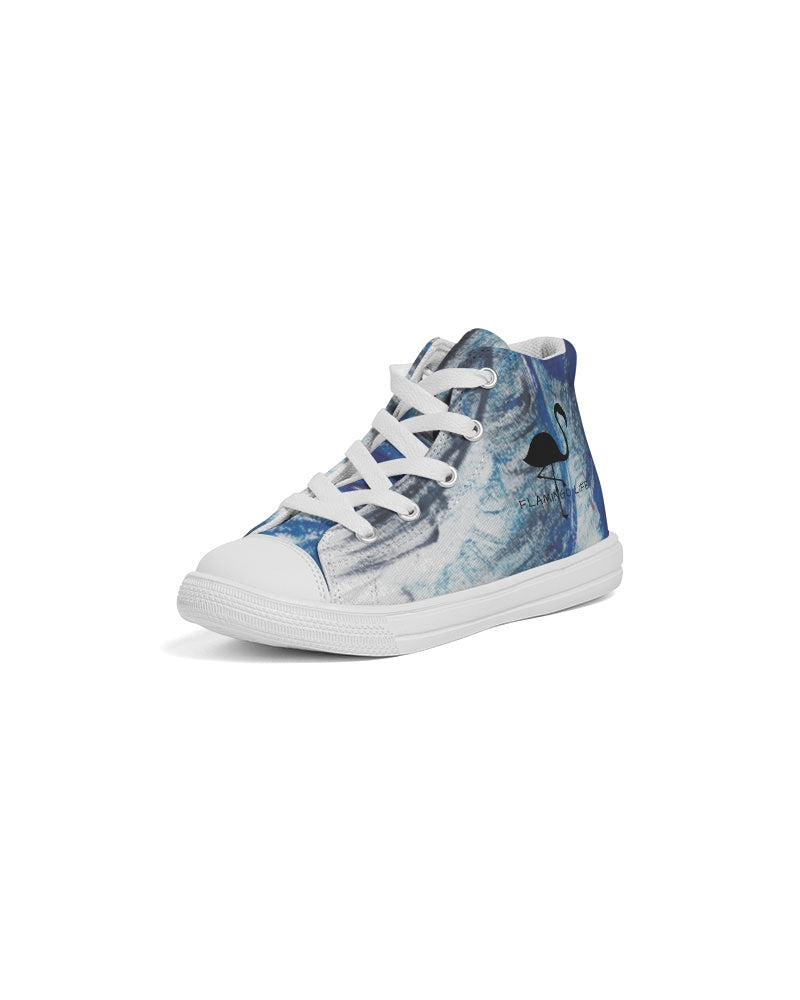 Flamingo Life® Blue Palm Tree Kids Hightop Canvas Shoes