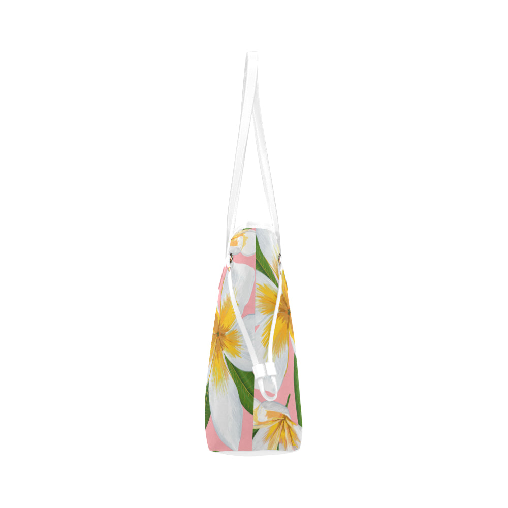 Flamingo Life Pink and White Plumeria Tote - The Flamingo Shop