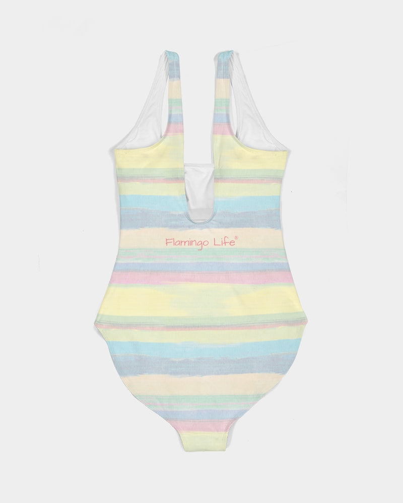 Flamingo Life® Pastel Stripes Women's One-Piece Swimsuit