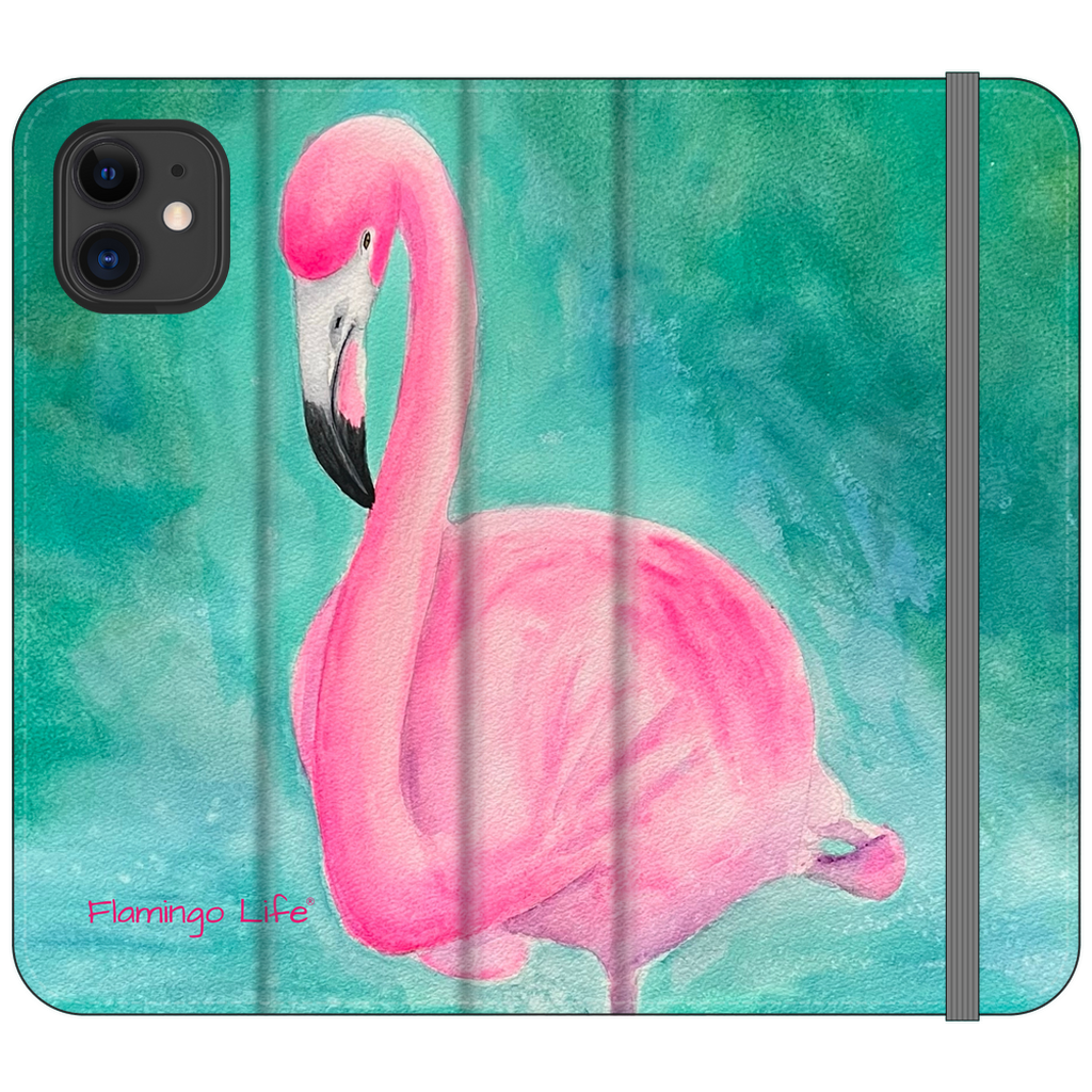 Morning Glory Flamingo Folio Wallet Phone Cases