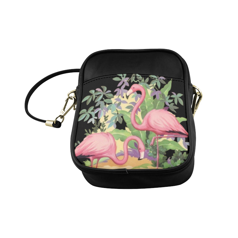 Elegant Flamingos in Paradise Mini Crossbody Bag