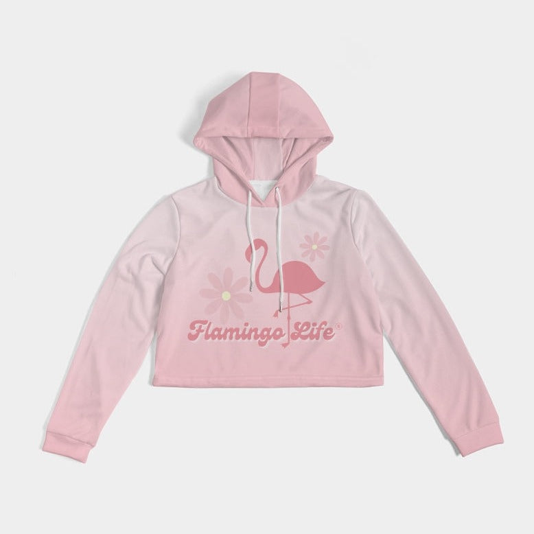 Flamingo Life® Flower Power Pink Gradient Women's Cropped Hoodie