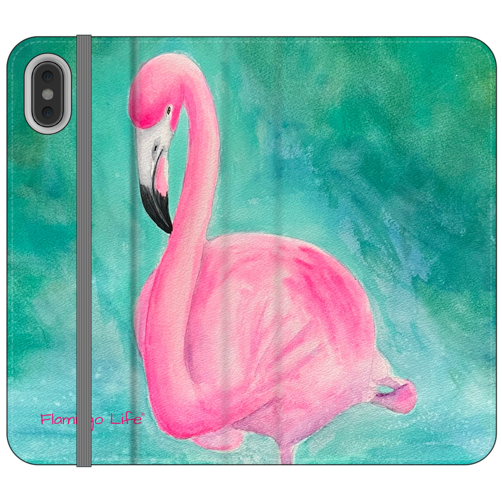 Morning Glory Flamingo Folio Wallet Phone Cases