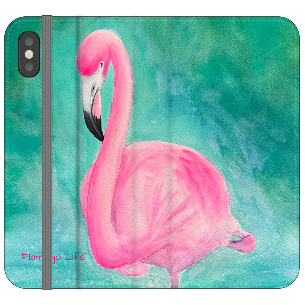 Morning Glory Flamingo Folio Wallet Phone Cases