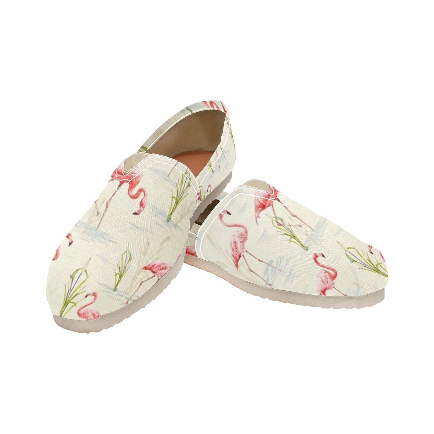 Vintage Look Flamingo Canvas Slip on Shoes