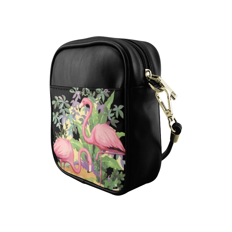 Elegant Flamingos in Paradise Mini Crossbody Bag