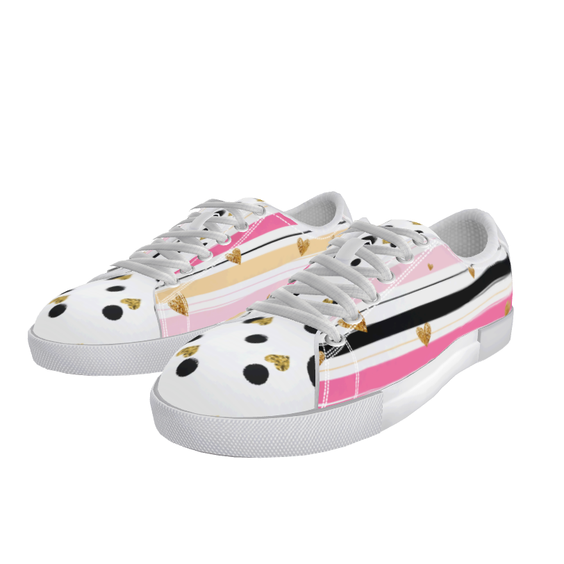 Flamingo Life Stripes and Hearts Shoes Sneakers - The Flamingo Shop