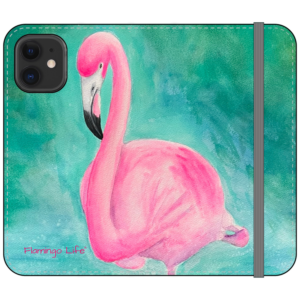 Morning Glory Flamingo Folio Wallet Phone Cases