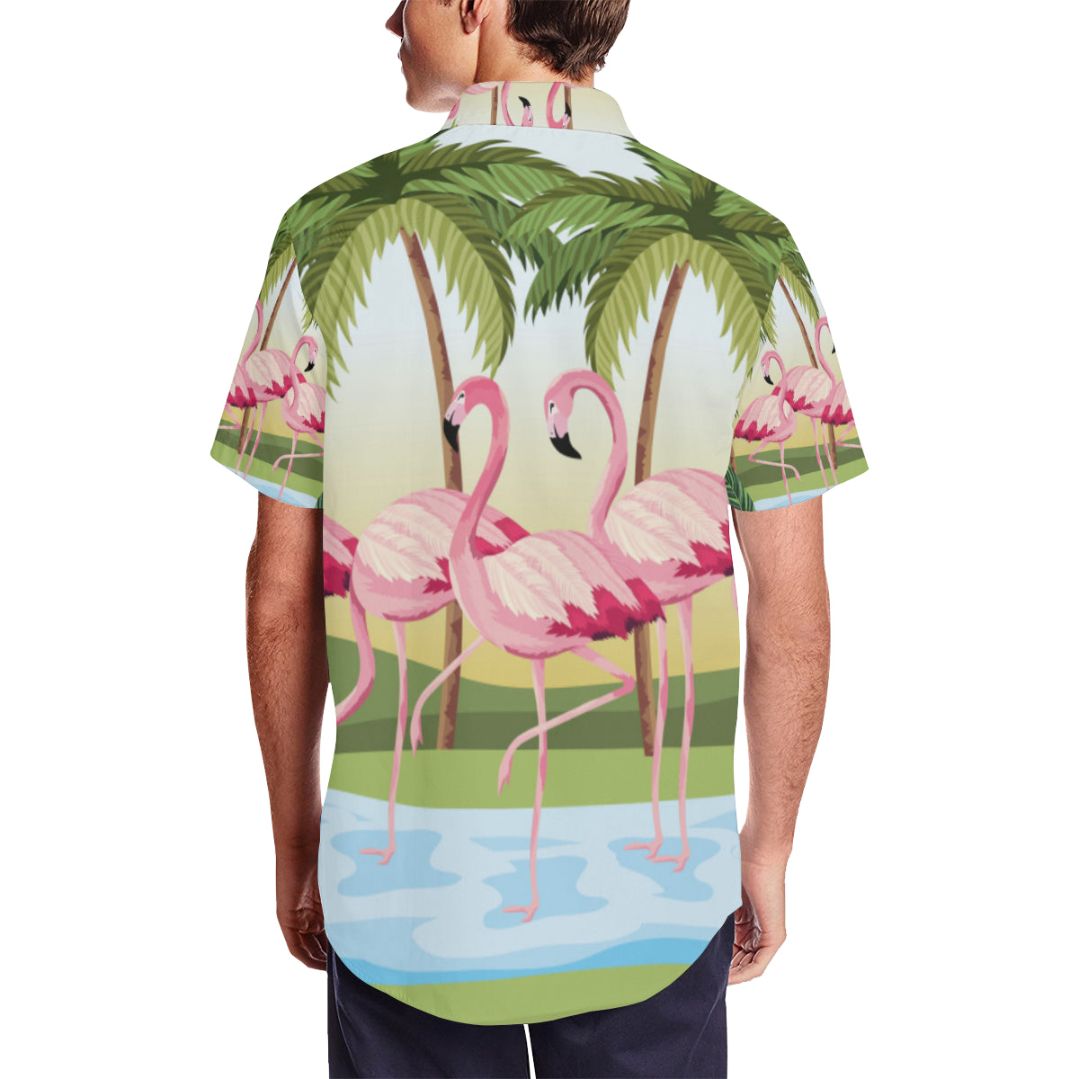 Tropical Flamingo Men's Short Sleeve Shirt With Lapel Collar - The Flamingo Shop