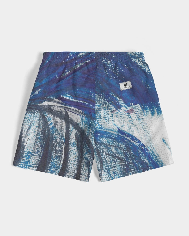 Flamingo Life® Blue Palm Tree Men's Swim Trunks