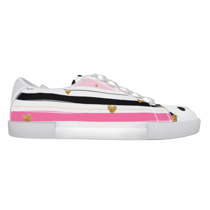 Flamingo Life Stripes and Hearts Shoes Sneakers - The Flamingo Shop