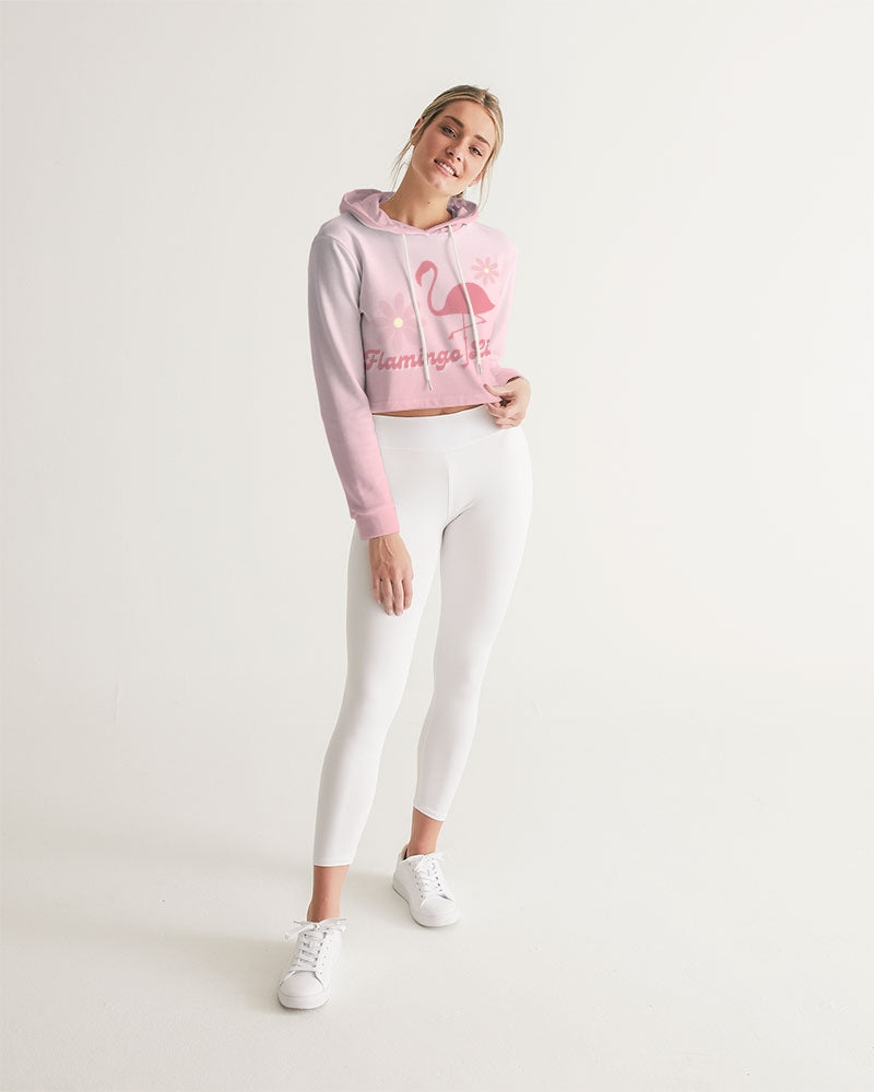 Flamingo Life® Flower Power Pink Gradient Women's Cropped Hoodie