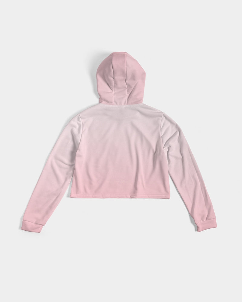 Flamingo Life® Flower Power Pink Gradient Women's Cropped Hoodie