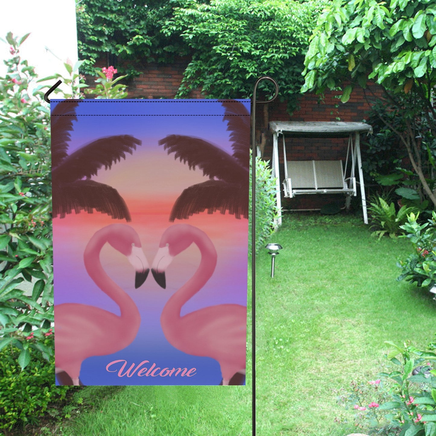 Flamingo Sunset Garden Flag