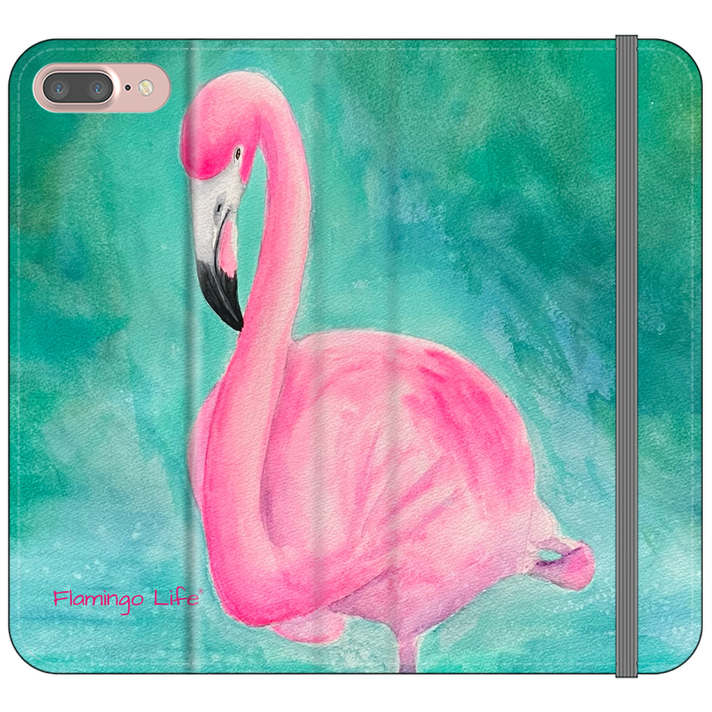 Morning Glory Flamingo Folio Wallet Phone Cases