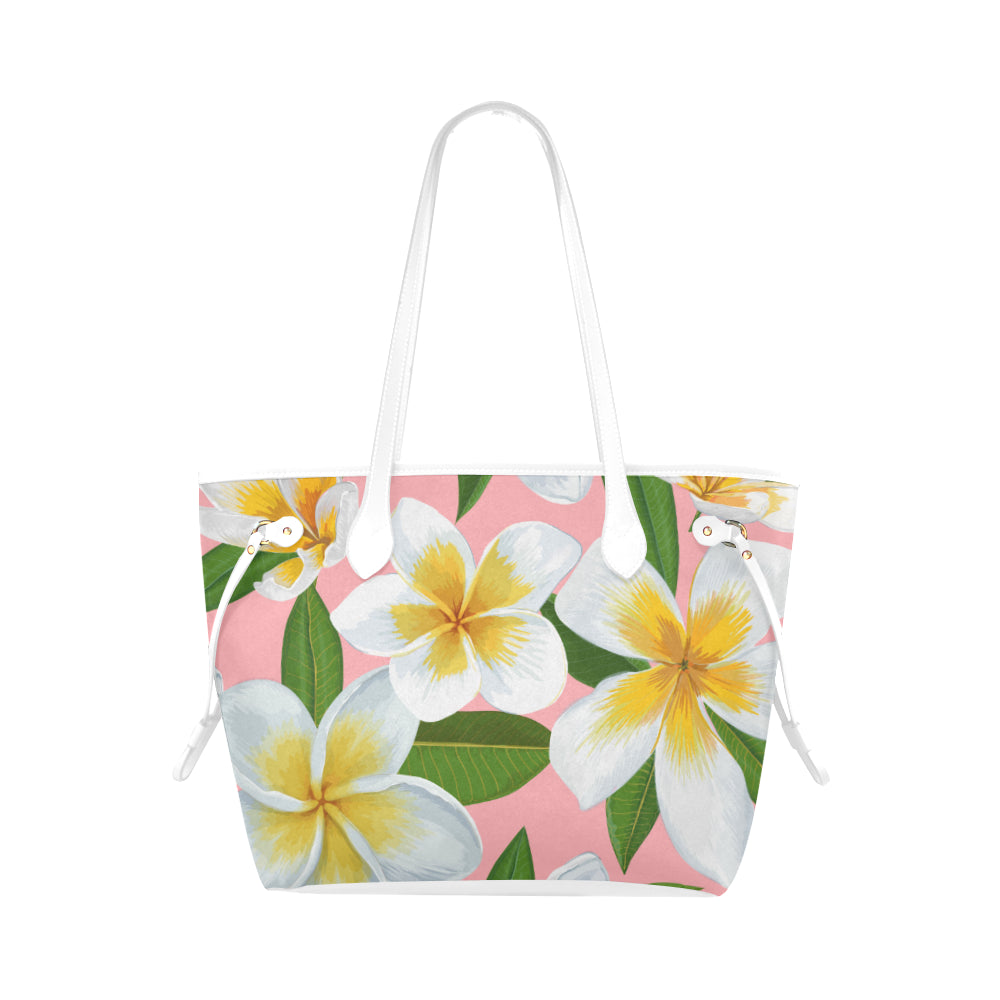 Flamingo Life Pink and White Plumeria Tote - The Flamingo Shop