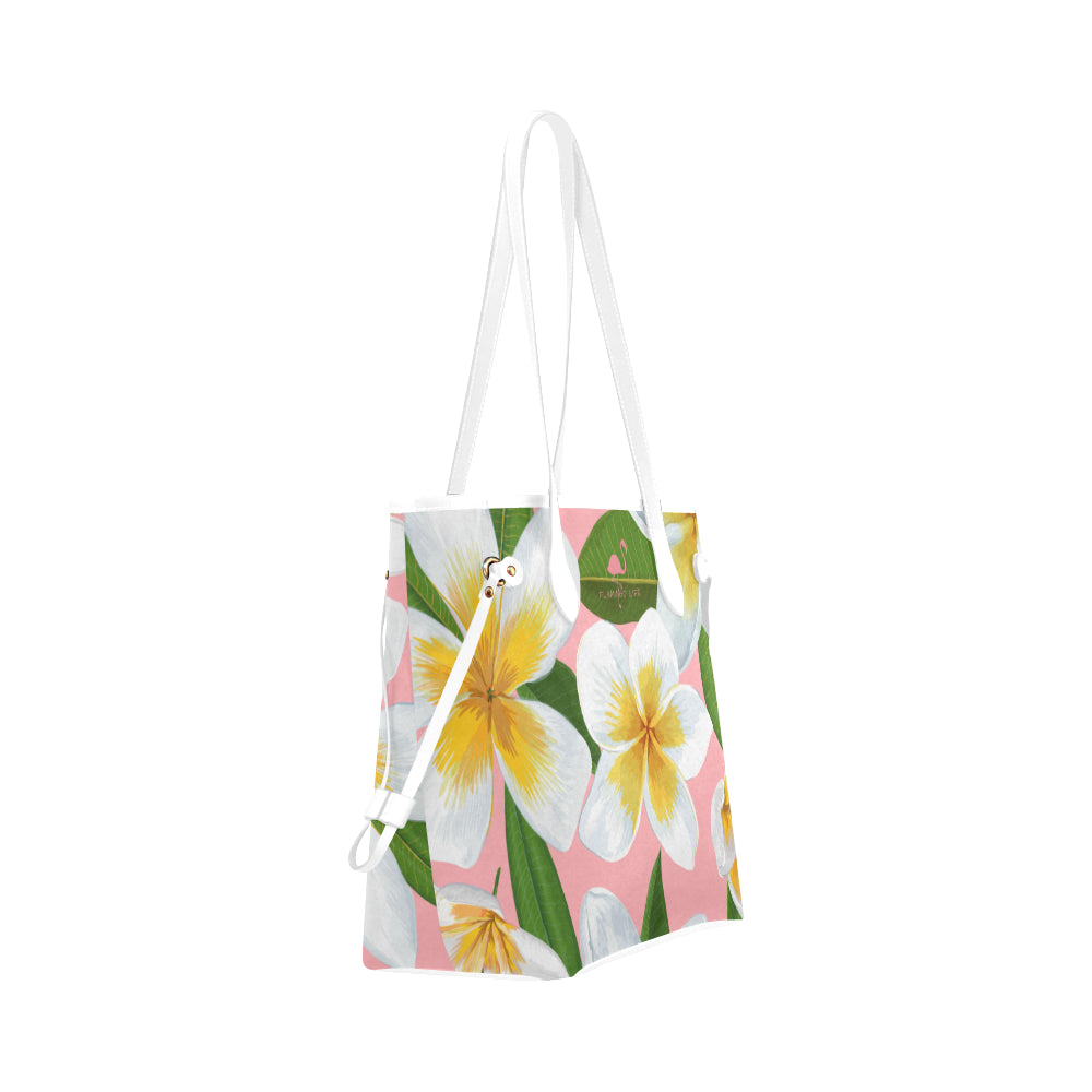 Flamingo Life Pink and White Plumeria Tote - The Flamingo Shop