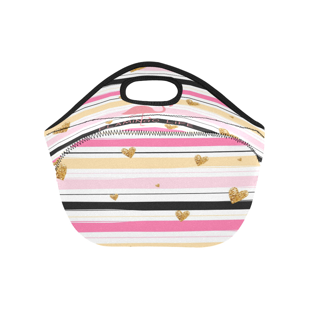 Flamingo Life Striped Neoprene Lunch Bag - The Flamingo Shop