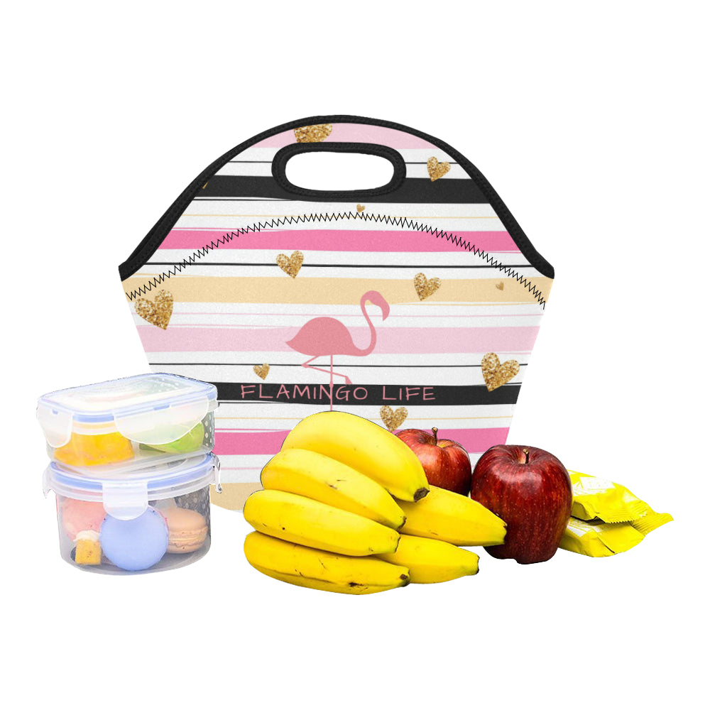 Flamingo Life Striped Neoprene Lunch Bag - The Flamingo Shop