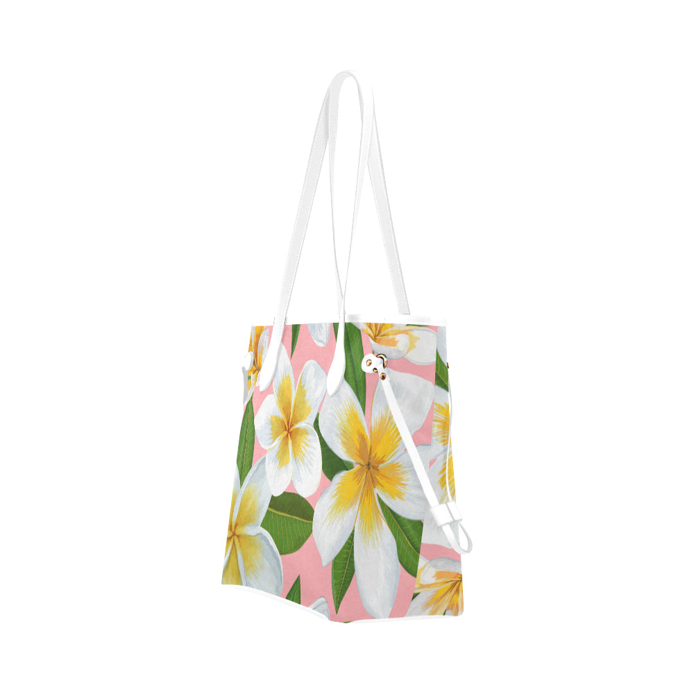 Flamingo Life Pink and White Plumeria Tote - The Flamingo Shop