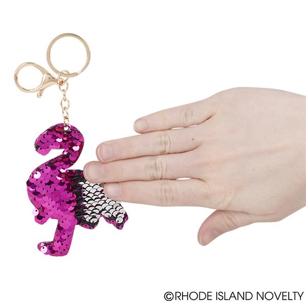 4" FLIP SEQUIN FLAMINGO KEYCHAIN