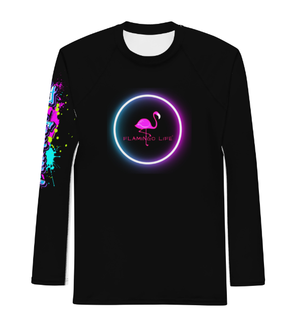 Flamingo Life® Neon Men's Rash Guard Swim Shirt