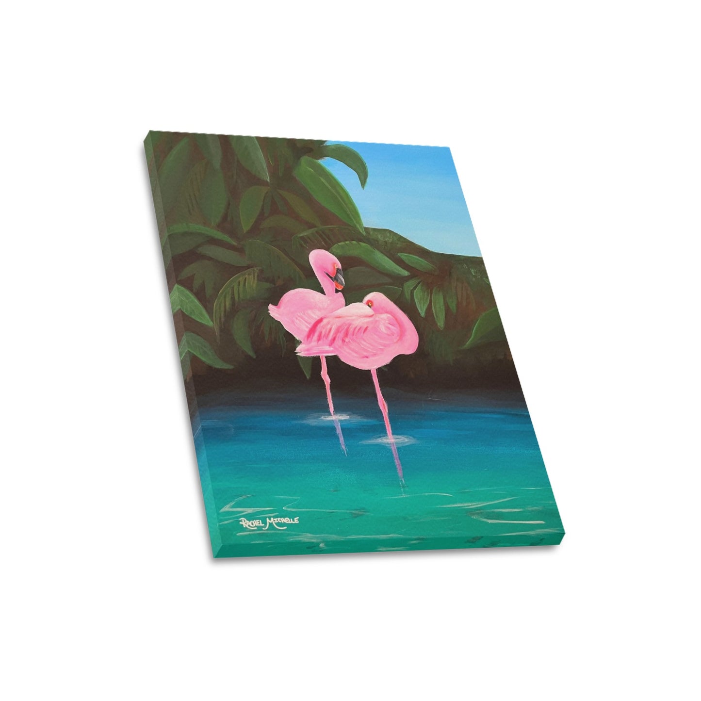 Flamingo Lagoon by Artist Rachel Michelle Art Print on Canvas