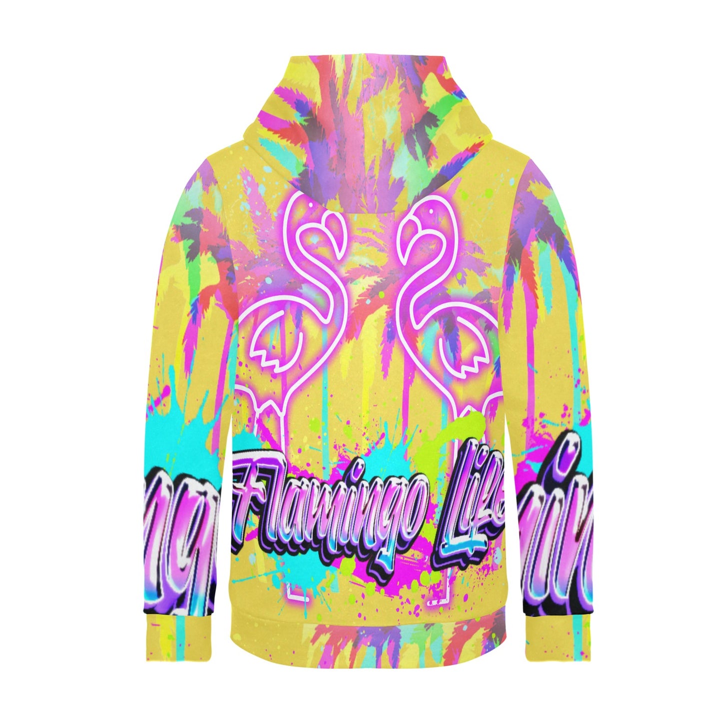 Flamingo Life® Street Art Neon Design Womens Hoodie