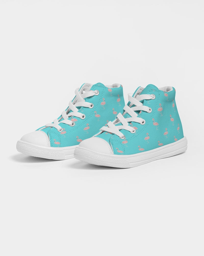 Blue Flamingo Kids Hightop Canvas Shoes