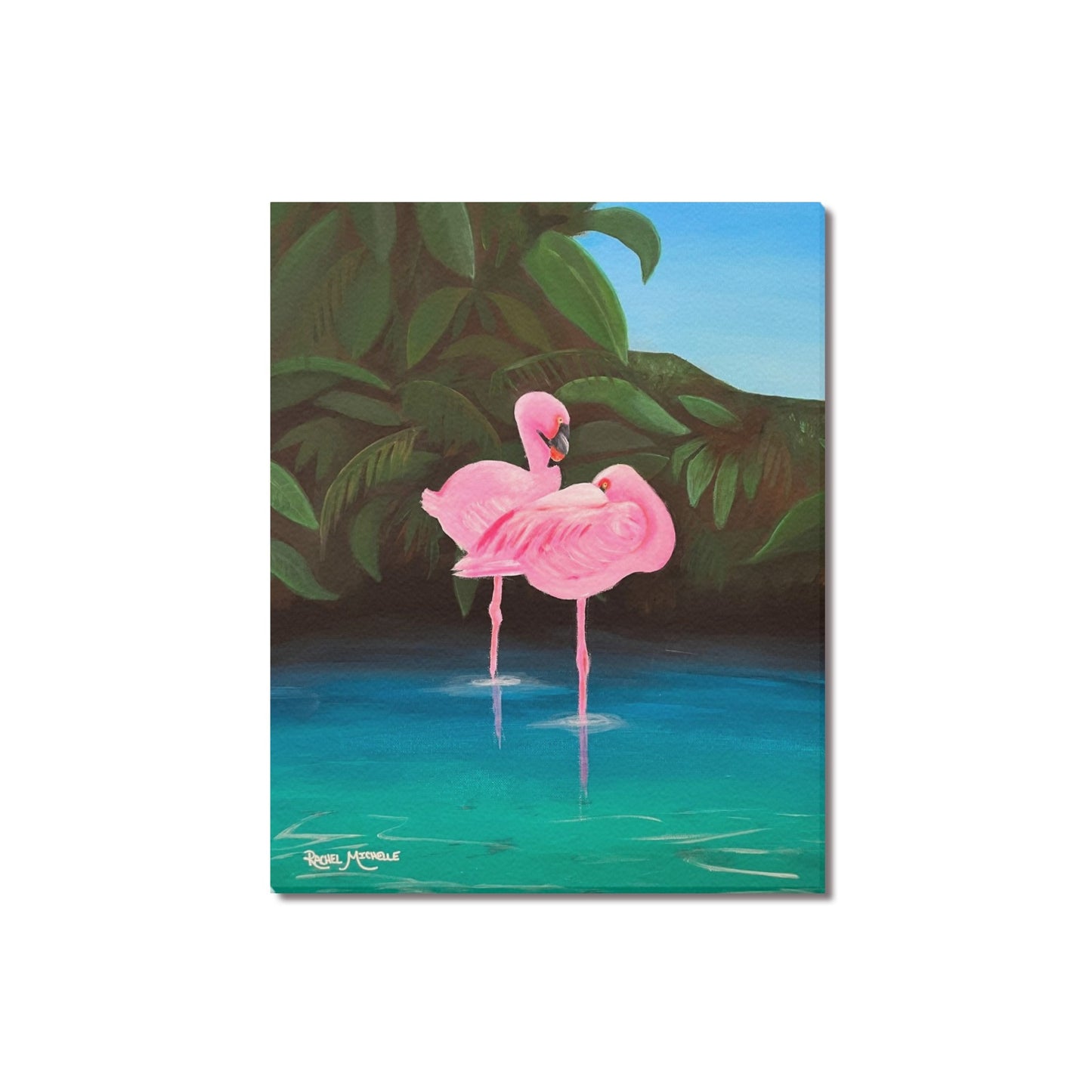 Flamingo Lagoon by Artist Rachel Michelle Art Print on Canvas