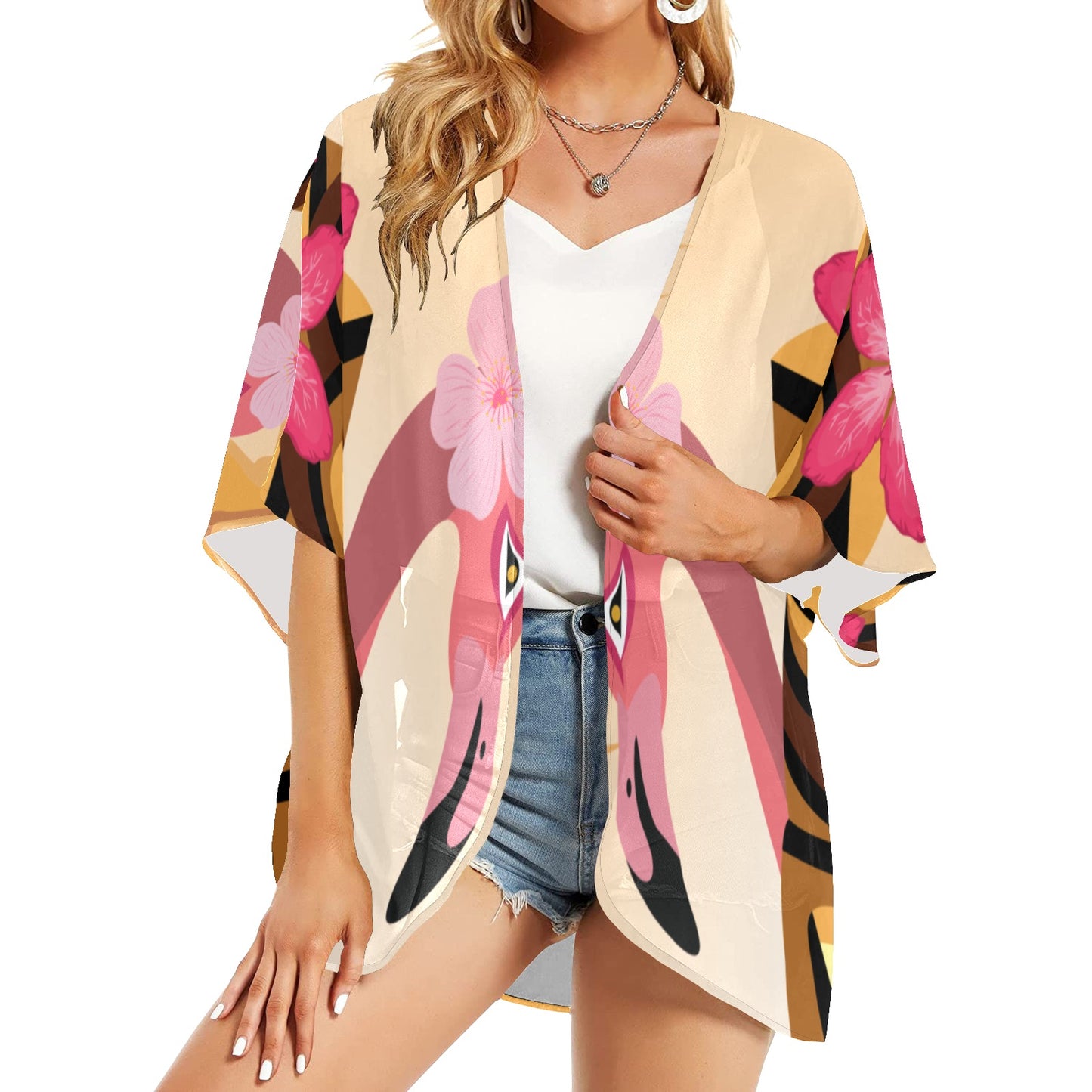 Flamingo Life® Chiffon Tiki Kimono Cover Up