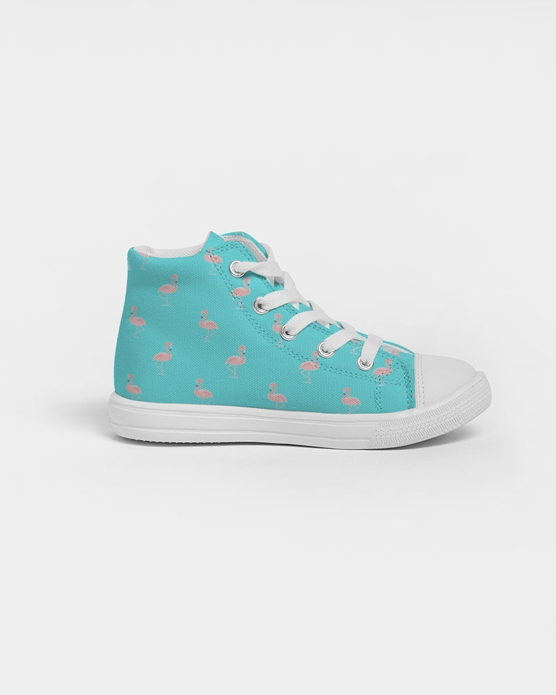 Blue Flamingo Kids Hightop Canvas Shoes