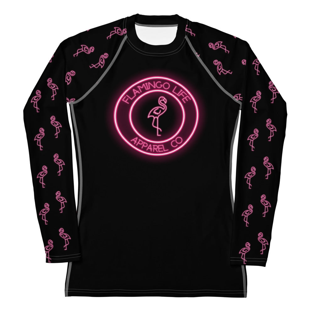 Flamingo Life® Neon Women's Swim Rash Guard