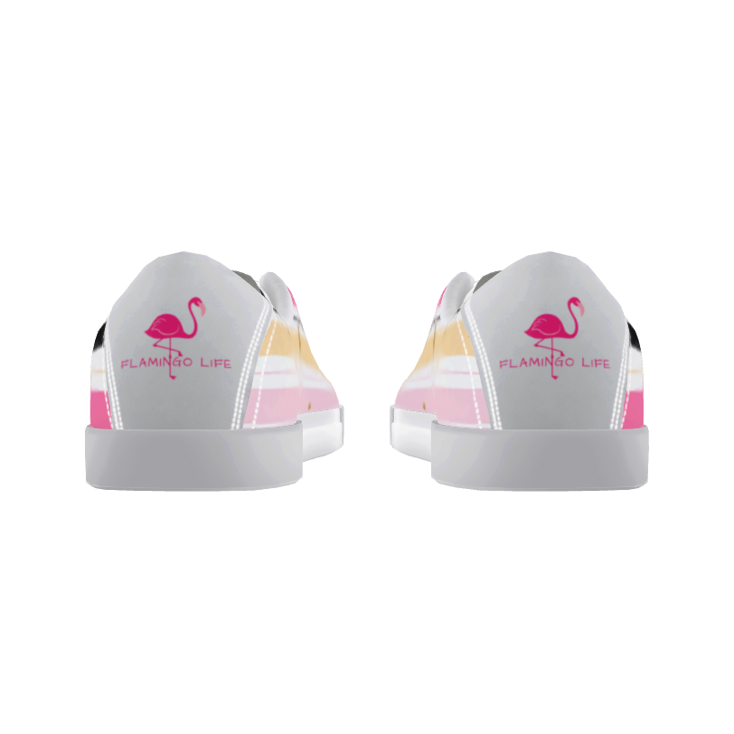 Flamingo Life Stripes and Hearts Shoes Sneakers - The Flamingo Shop