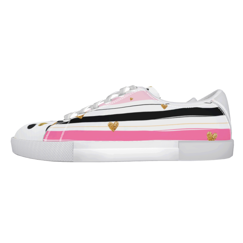 Flamingo Life Stripes and Hearts Shoes Sneakers - The Flamingo Shop