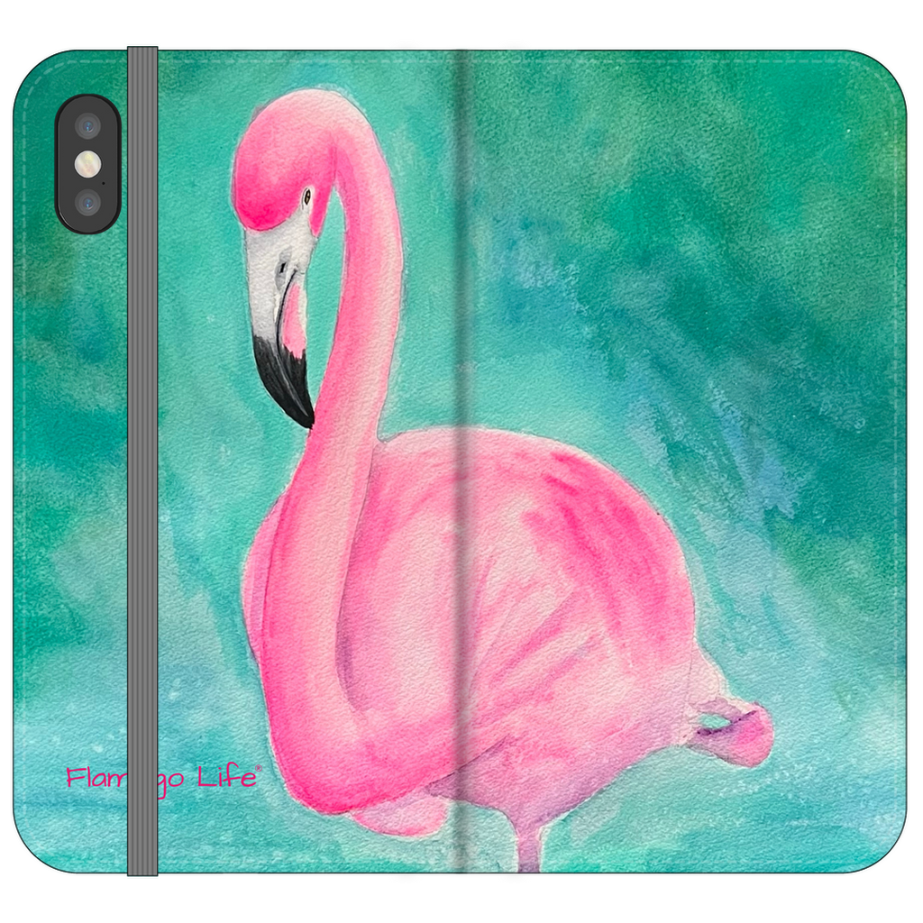 Morning Glory Flamingo Folio Wallet Phone Cases