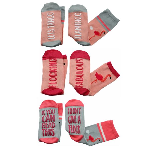 FLAMINGO SAYINGS NON-SKID CREW SOCKS