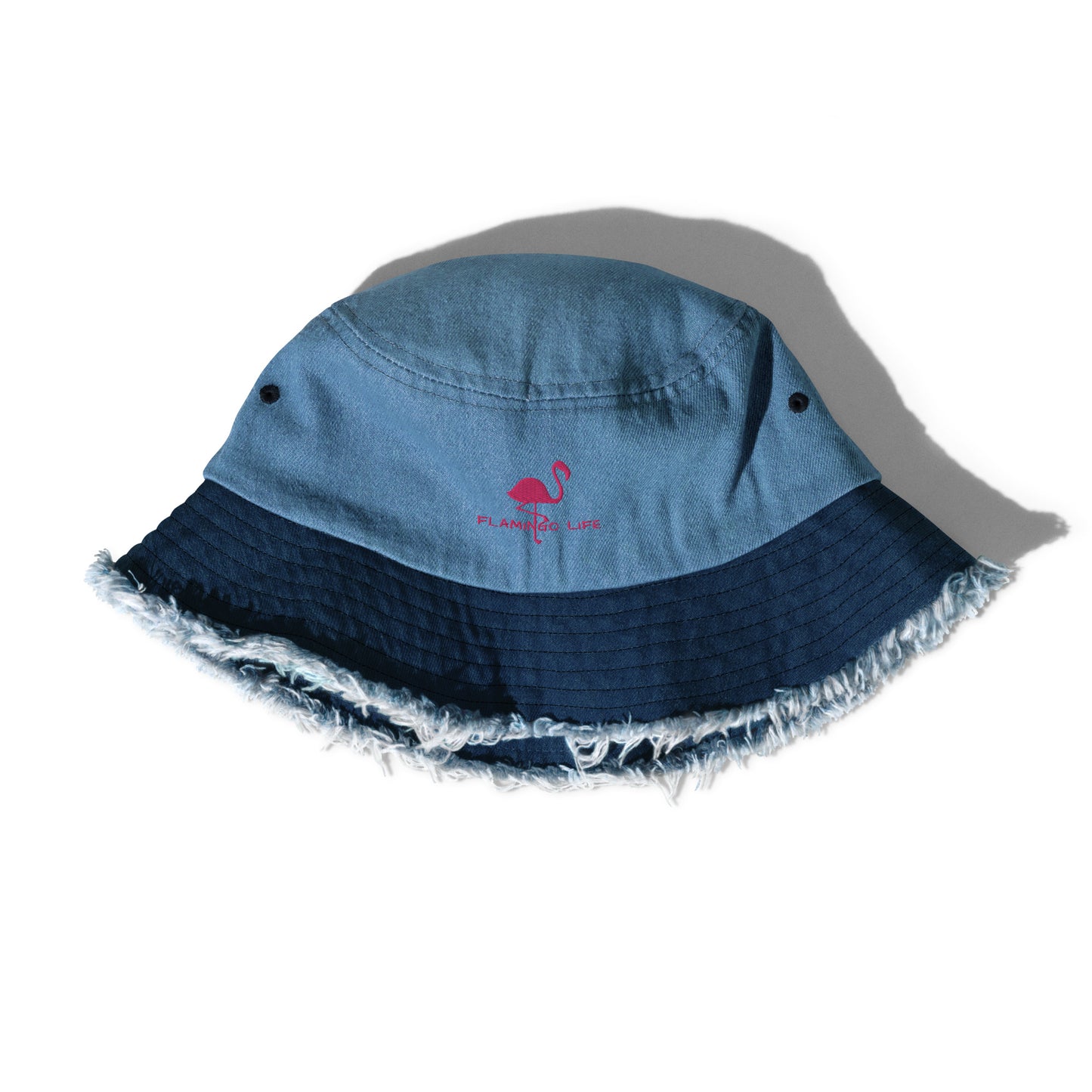 Flamingo Life® Embroidered Distressed Denim Bucket Hat (4 styles)