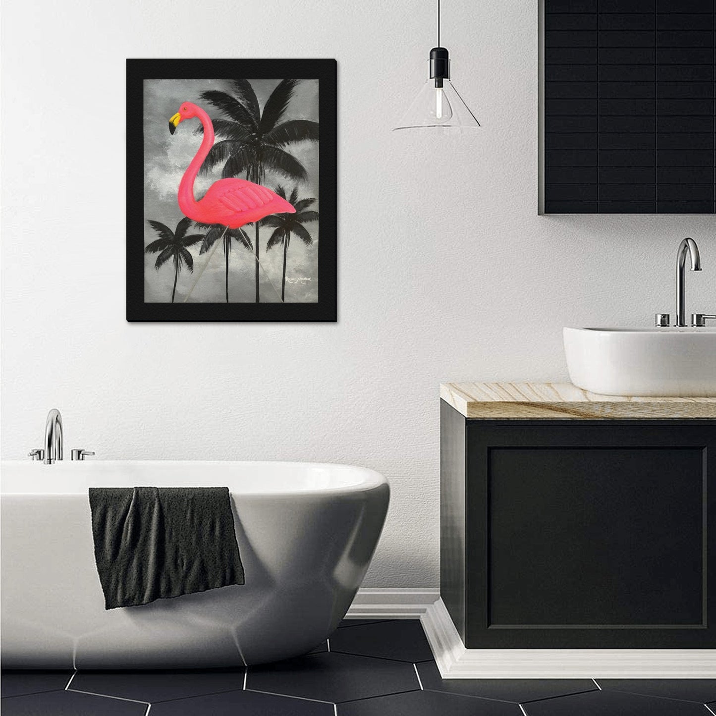 Pinky the Plastic Flamingo Canvas Print 16x20