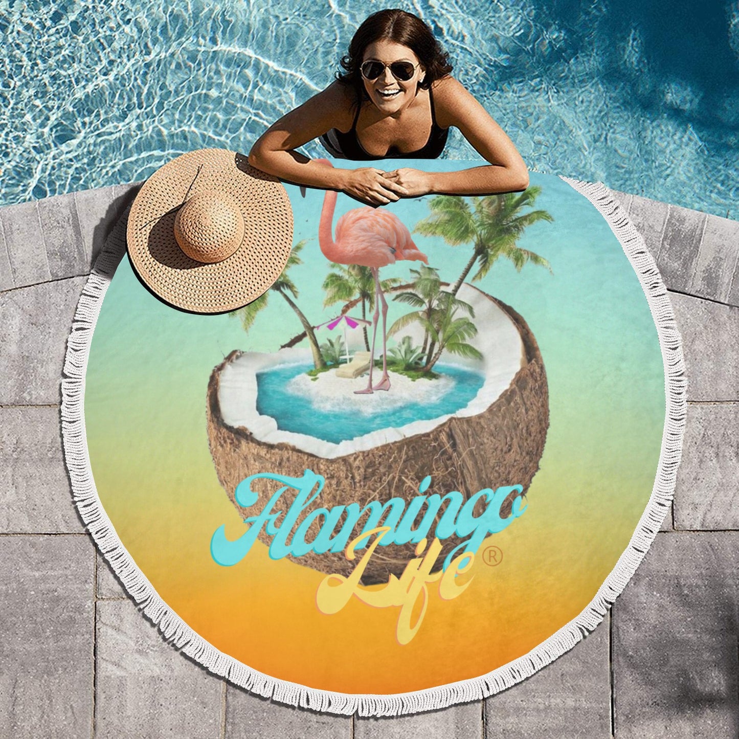 Flamingo Life® Circular Beach Shawl Towel 59"x 59"