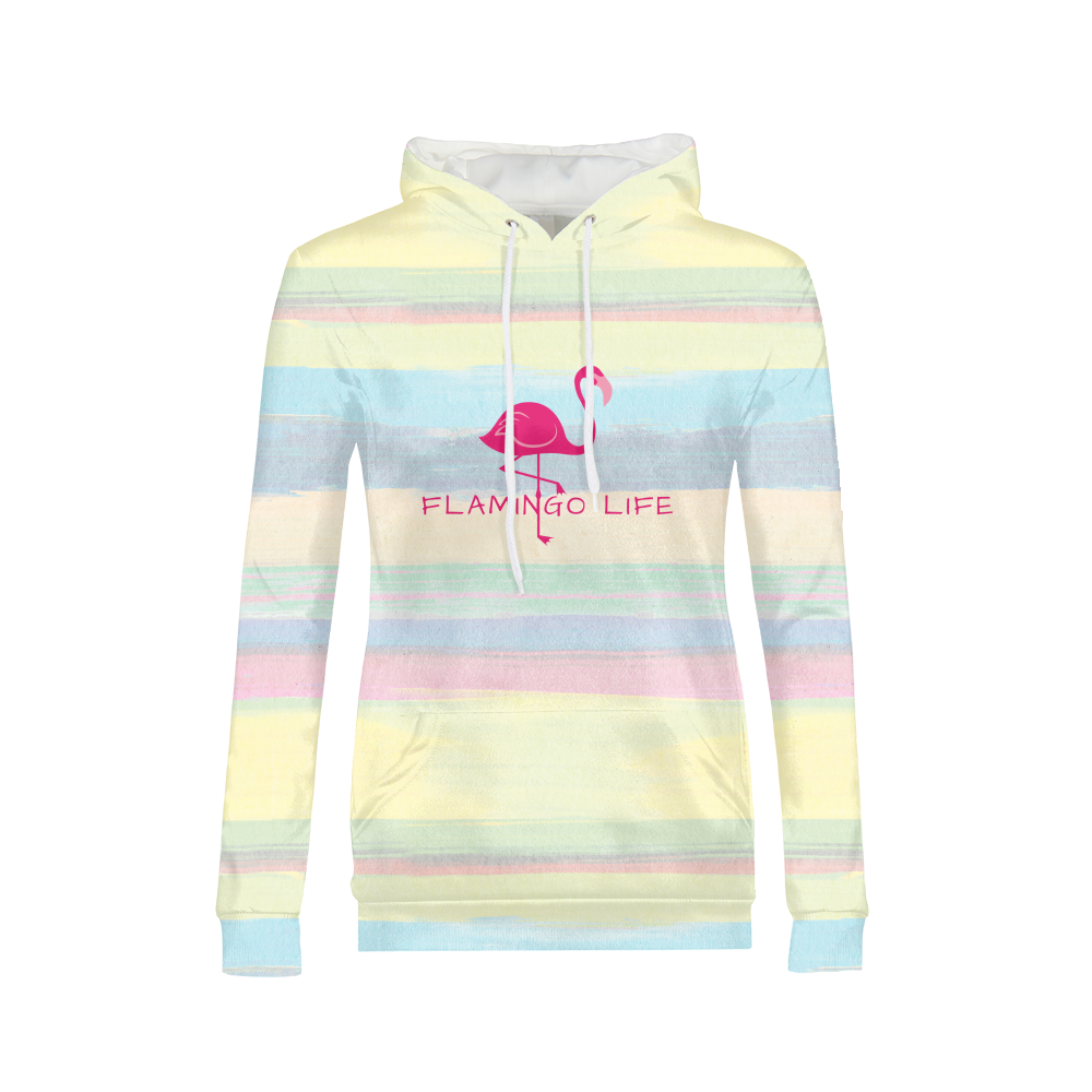 Flamingo Life Pastel Stripes Women's Hoodie - The Flamingo Shop