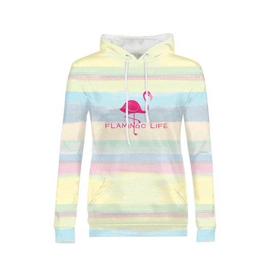 Flamingo Life Pastel Stripes Women's Hoodie - The Flamingo Shop